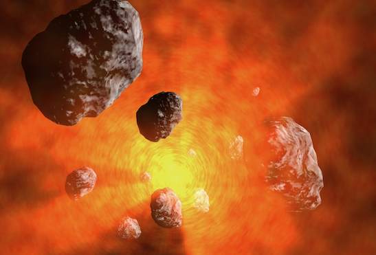 solar system, ice on asteroid