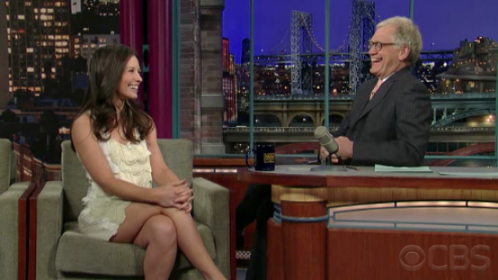 Evangeline Lilly appeared on The Late Show with David Letterman last night 
