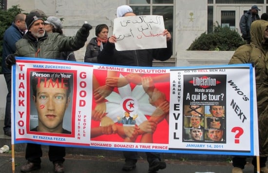 Mark Zuckerberg Appears on Tunisian Protest Banner